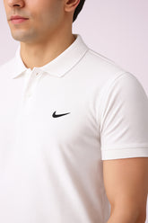 Nikee Men’s White Cotton Polo Shirt